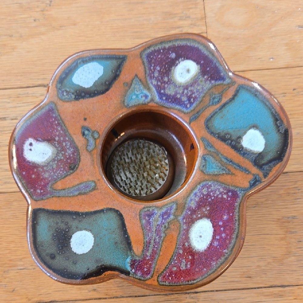Studio Ceramic Ikebana Vase Japanese Flowering Arranging Signed By Artist